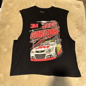 Nascar Black Sleeveless Tee with Graphic Design